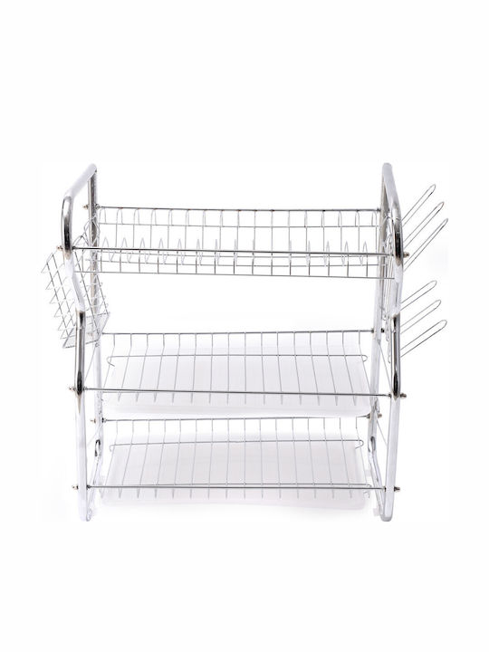 Rosberg Metallisches Silber Geschirrabtropfer & Abtropfgitter 43x24x45cm
