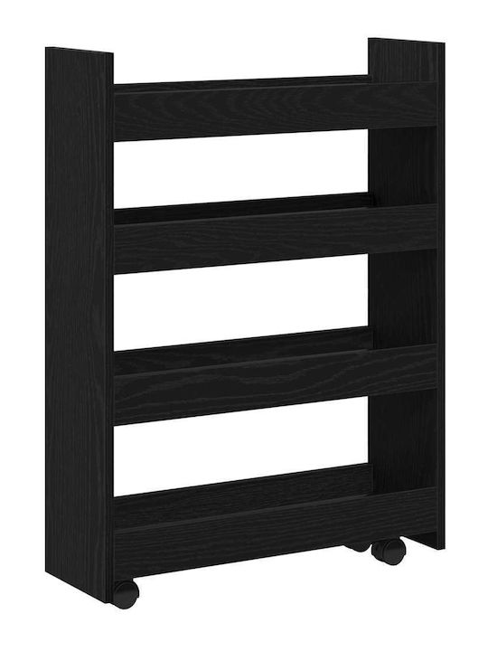 vidaXL Wooden Kitchen Trolley 4 Tiers Black 60x20x82cm