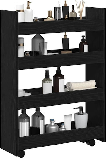 vidaXL Wooden Kitchen Trolley 4 Tiers Black 60x20x82cm