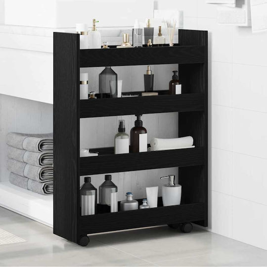 vidaXL Wooden Kitchen Trolley 4 Tiers Black 60x20x82cm