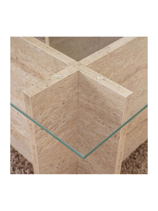 Masa Centrală Rectangulară Vetrino Din Sticlă Travertin L105xL65xÎ40cm