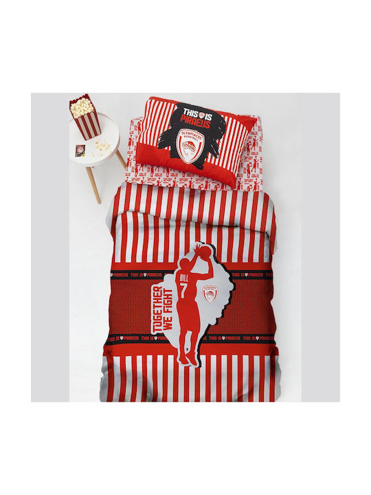 Palamaiki Kinderbettlaken Set Einzeln Olympiacos Bc8 Weiß 170x260cm Palamaiki Kinderbettlaken Set Einzeln Olympiacos Bc8 Weiß 170x260cm
