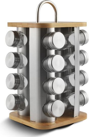 Edenberg Set Behälter Basis Gewürzbehälter Glas auf drehbarem Ständer Braun 17Stück 17Stück