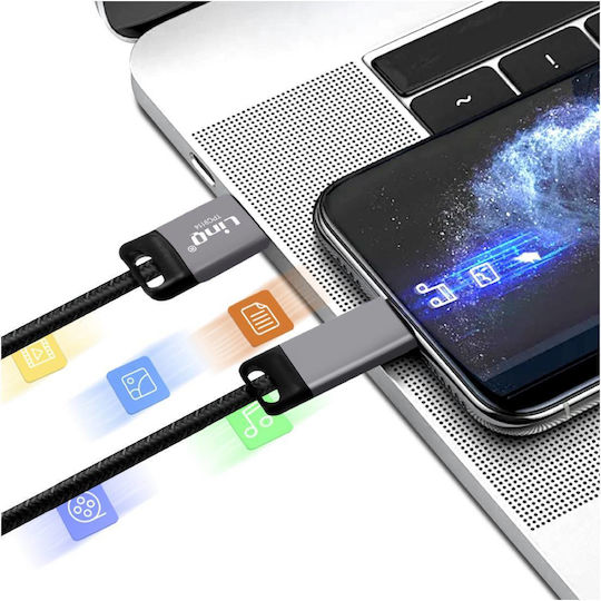 Linq USB Zu USB-C Ladekabel zum Aufladen und Übertragen 3a 27w Schnell 1,2m Schwarzes