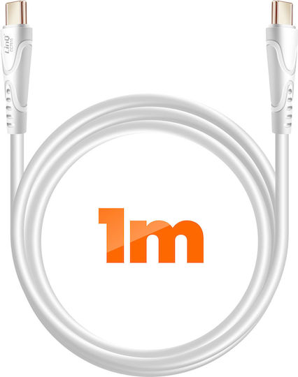 Linq USB-C to USB-C 4A Fast Charging 80W Cable in Flexible Silicone 1m White
