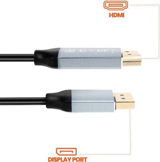 Linq Hdmi To Displayport High Definition 4k Video Cable 1.8m Black