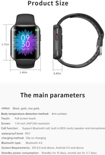 Smartwatch Pro Detail Idealstore Curved Screen 1.54 Inch Water Resistant Compatible Ios Android Voice Call Heart Rate Sleep Monitoring Pedometer Sports Black Moment