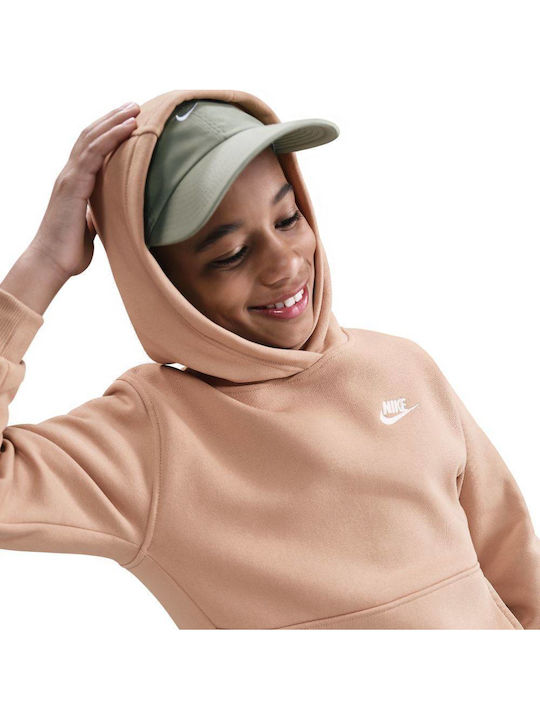 Fleece Παιδικό Φούτερ με Κουκούλα και Τσέπες Hemp / White Sportswear Club