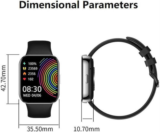 Idealstore Novodue Smartwatch Apel Bluetooth Muzică Bluetooth Notificări SMS Aplicații Sociale Monitorizare Sănătate EKG 20 Moduri Sport Memento-uri Sedentare Rezistent la Apă IP67 Silicon Negru