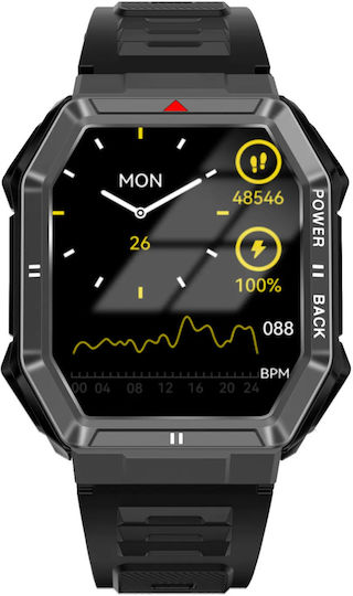 UrbanFiT Aluminium Smartwatch with Heart Rate Monitor (Black)