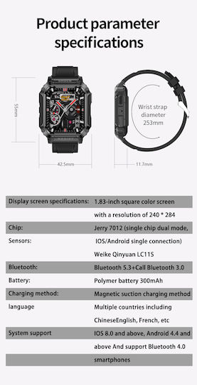 TaNK Aluminium Smartwatch με Παλμογράφο (Ασημί)