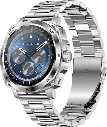 RisenFiT Aluminium Smartwatch με Παλμογράφο (Ασημί)