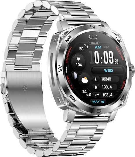 RisenFiT Aluminium Smartwatch με Παλμογράφο (Ασημί)