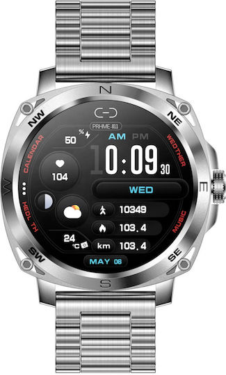 RisenFiT Aluminium Smartwatch με Παλμογράφο (Ασημί)