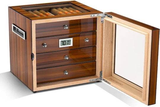 Panora Cigar Humidifier Wood Box with Digital Hygrometer 24.5x24.5x23cm