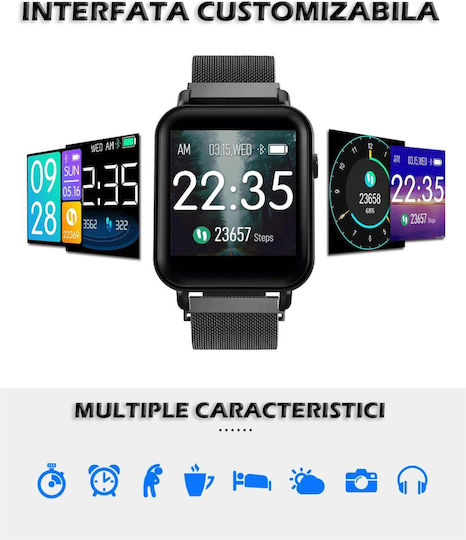 Fit Ypro Смартчасовник с Пулсомер (Черен)
