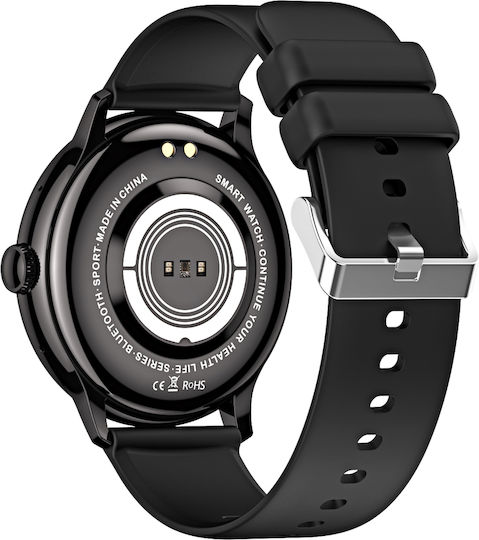 Aluminium Smartwatch με Παλμογράφο (Μαύρο)