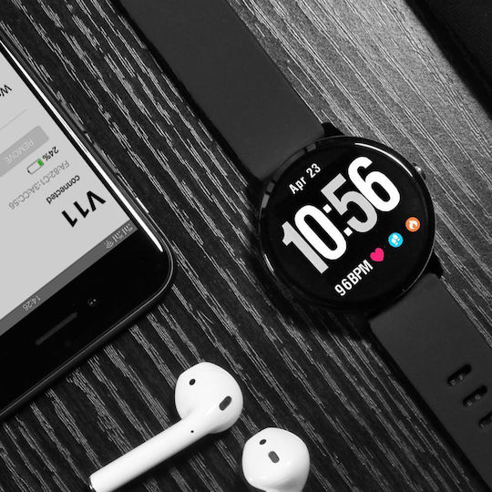 Sport FIT V11 Smartwatch mit Pulsmesser (Schwarz)