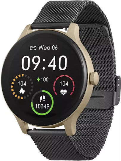 Garett Classy Edelstahl Wasserdicht Smartwatch mit Pulsmesser (Gold / Black)