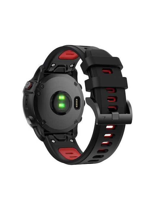 Two-Tone Λουράκι Σιλικόνης Black / Red (Fenix 5 / 5 Plus / 6 / 6 Pro / 7 / 7 Pro / 8 / E (47mm))