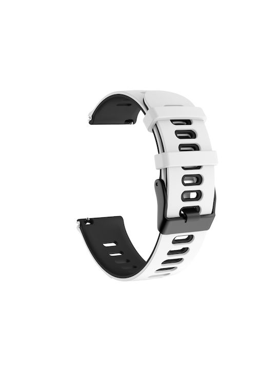 Strap Silicone White / Black (Galaxy Watch 3 41mmForerunner 55/245/645 / Vivoactive 3/5/HR / Venu Sq 2Amazfit Bip)