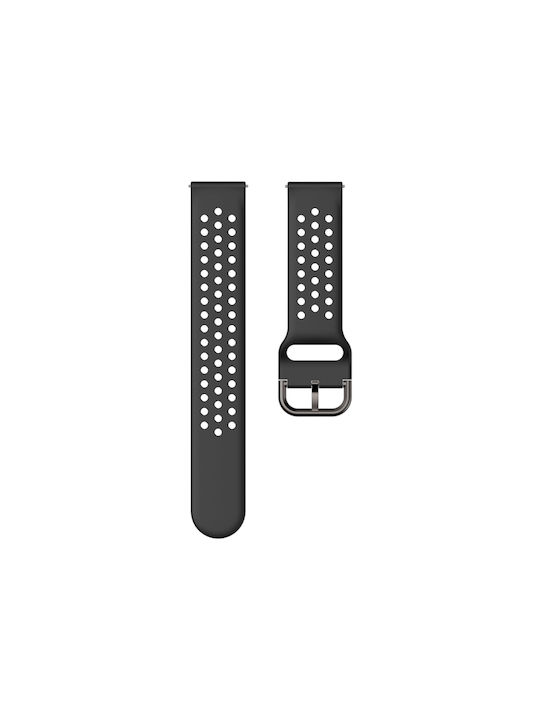 Breathable Buckle Strap Silicone Black (Galaxy Watch 3 41mmForerunner 55/245/645 / Vivoactive 3/5/HR / Venu Sq 2Amazfit GTS)