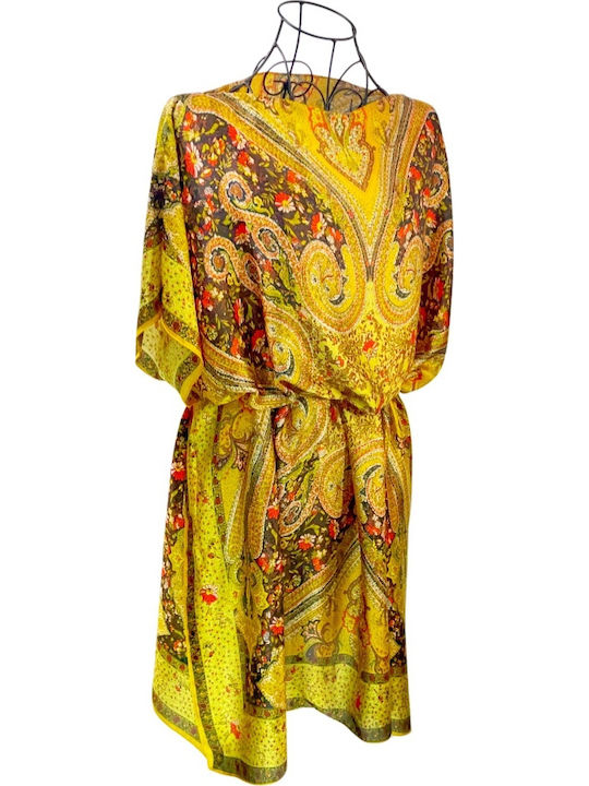 Damen Mini Strandkleid Gelb