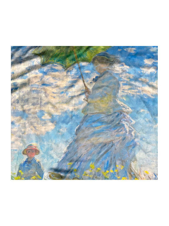 Damen Quadratischer Schal Fu Hellblau Gelb 70x70 cm