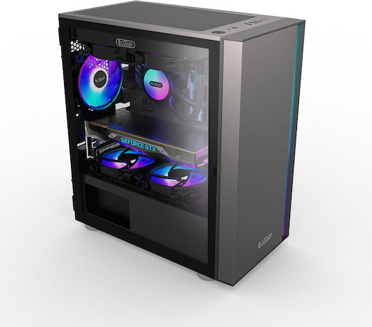 PCCOOLER LM300G Gaming Mini Tower Κουτί Υπολογιστή με Πλαϊνό Παράθυρο και ARGB Φωτισμό Μαύρο