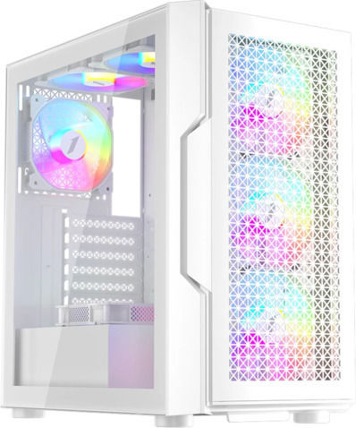 1STPLAYER TRILOBITE T7 Gaming Midi Tower Κουτί Υπολογιστή με Πλαϊνό Παράθυρο και RGB Φωτισμό Λευκό
