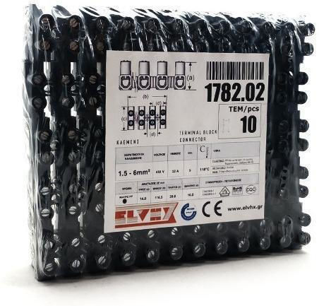 1782 Wire Connection Strips 12-Poles Elvhx No 1.5 6 Mm² 110°C Pack 10 Pieces