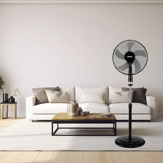 Primo PRSF-80448 Ανεμιστήρας Ορθοστάτης 50W Διαμέτρου 40cm Μαύρος