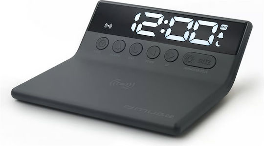 Muse Επιτραπέζιο Ψηφιακό Ρολόι LED με Ασύρματη Φόρτιση Λευκό M-168WI