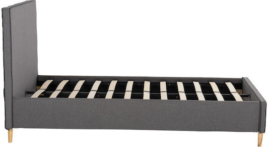 Maylin Bed Semi-double Upholstered with Fabric Gray with Slats for Mattress 120x200cm