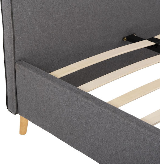 Maylin Bed Semi-double Upholstered with Fabric Gray with Slats for Mattress 120x200cm