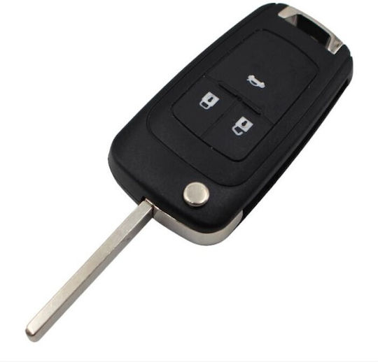 Chevrolet Type Key Shell Flip 3 Buttons Blade Hu100