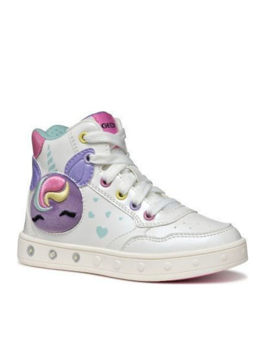 Skylin Kinder Sneakers Hoch Anatomisch mit Lichtern Weiß
