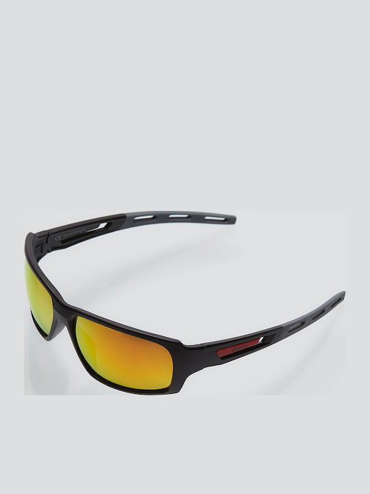 Admiral Unisex Sunglasses with Black Plastic Frame and Yellow Polarized Mirror Lens