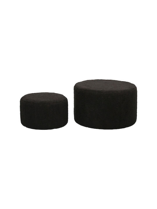 Stool Footstool Upholstered with Fabric Gabello Black 2pcs 44x44x26.5cm