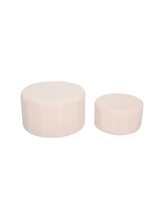 Stool Footstool Upholstered with Fabric Gabello Beige 2pcs 44x44x26.5cm