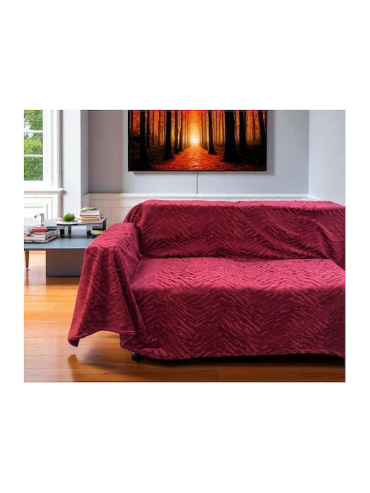 Linea Home Flame Ριχτάρι Πολυθρόνας Ζακάρ 180x160εκ. Μπορντώ LH2024195-1