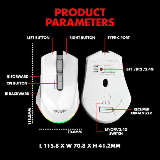 Armaggeddon Mirage VII RGB Gaming Mouse Alb