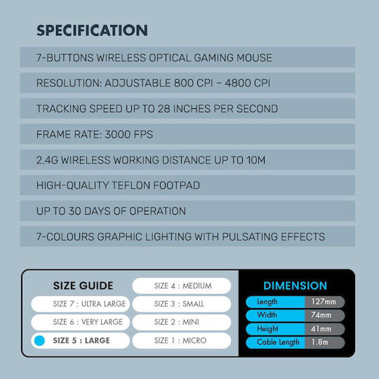 Alcatroz Air Ultra 6000 Ασύρματο RGB Gaming Ποντίκι Μαύρο