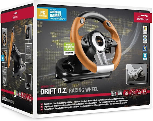 SpeedLink Drift O.Z. Racing Wheel Τιμονιέρα με Μοχλό Ταχυτήτων και Πετάλια για PC με 180° Περιστροφής