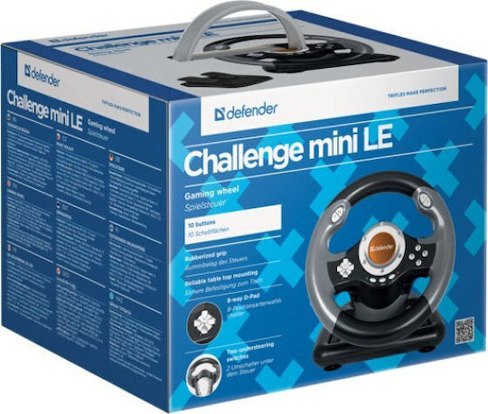 Defender Challenge Mini LE Lenkrad mit Pedalen für PC mit 180° Drehung