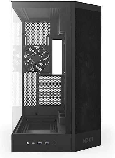 NZXT H9 Flow Gaming Midi Tower Κουτί Υπολογιστή με Πλαϊνό Παράθυρο Μαύρο