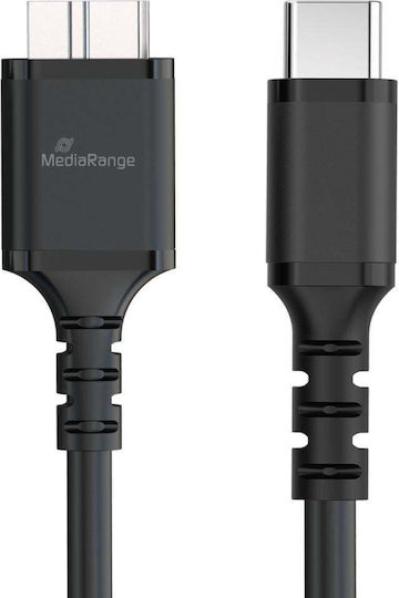 MediaRange USB 3.0 Cable USB-C male - micro USB-B 15W PD Μαύρο 0.5m MRCS257