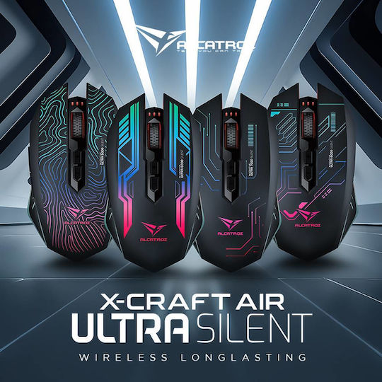 Alcatroz Air Ultra 8000 Drahtlos RGB Gaming Gaming Maus Schwarz