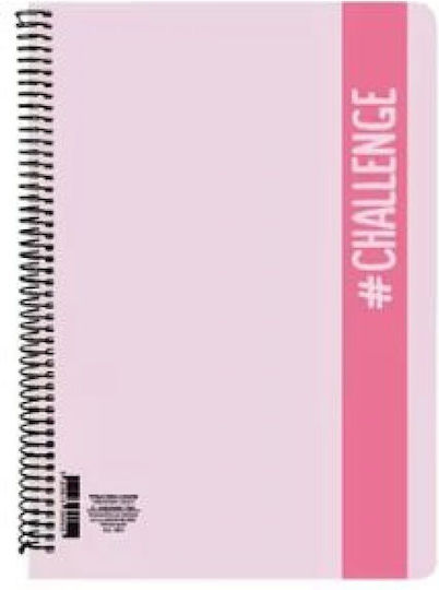 A&G Paper Spiral Notebook Ruled A4 60 Sheets 2 Subjects Challenge Purple 1pcs