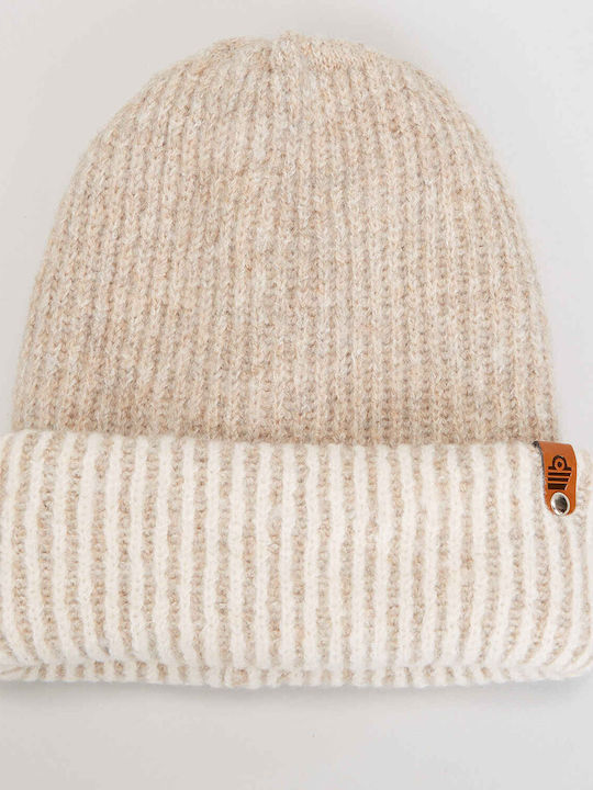 Beanie Unisex Beanie Knitted in Beige color